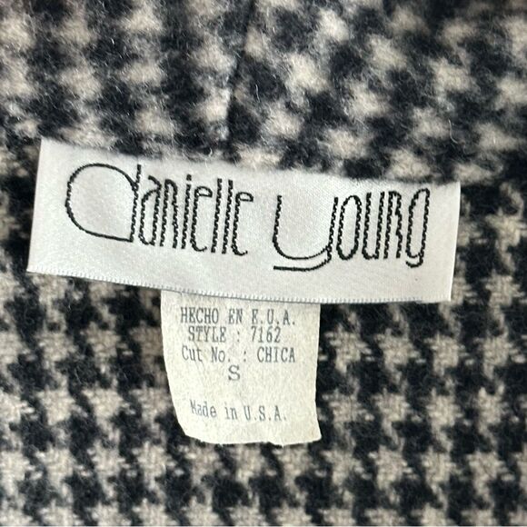 Vintage 100% Wool Blazer Houndstooth Danielle Young Sweater Cardigan Size Small - Picture 4 of 6